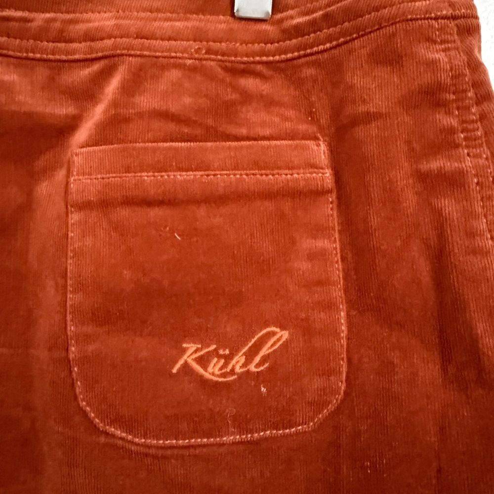 SOLD 26. KÜHL WOMEN’S RUST CORDUROY MINI SKIRT SIZE 8 BUTTON ZIPPER POCKETS - Picture 6 of 10